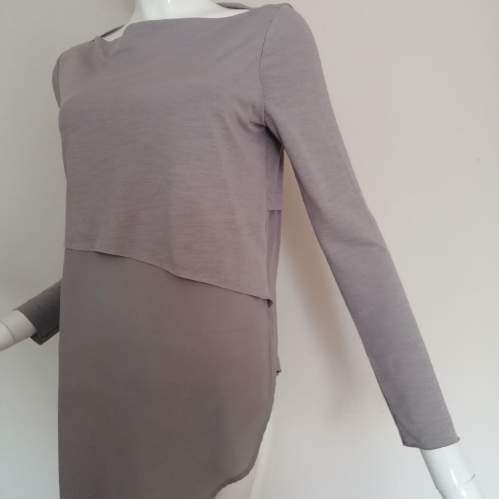 Zara Asymmetrical Dress in Soft Gray - Picture 3 of 5